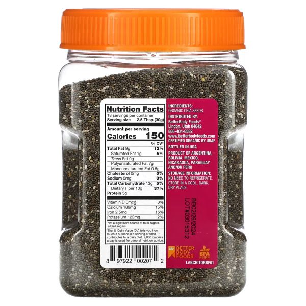 BetterBody Foods, Organic Chia Seeds, 20 oz (567 g) - Image 3