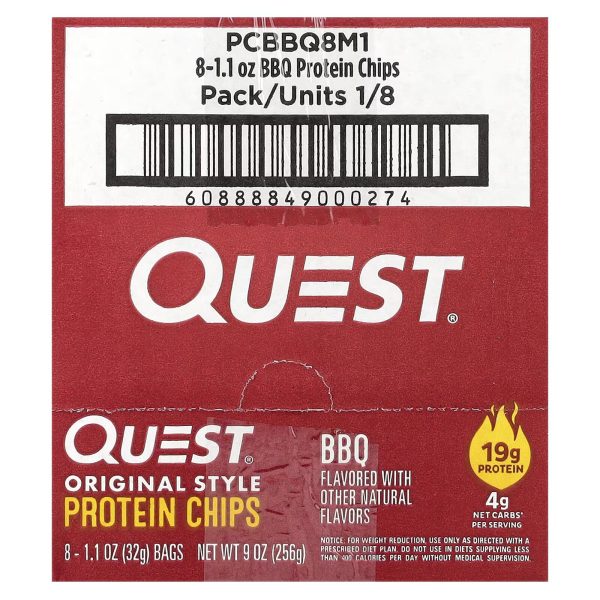 Quest Nutrition, Original Style Protein Chips, BBQ, 8 Bags, 1.1 oz (32 g) Each - Image 3