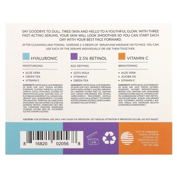 artnaturals, Serum Trio, 3 Piece Set, 1 fl oz (29.5 ml) Each - Image 4