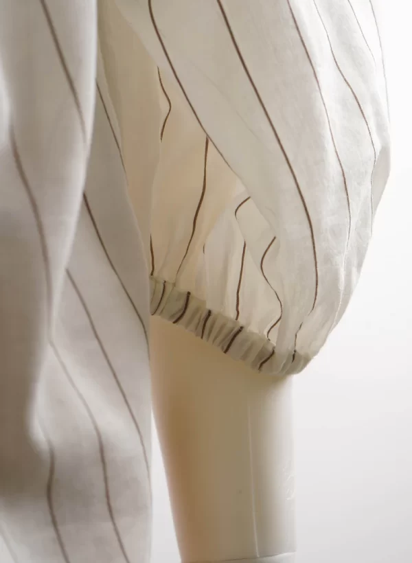 Brunello Cucinelli Raglan-Sleeved Buttoned Pinstripe Shirt - Image 2