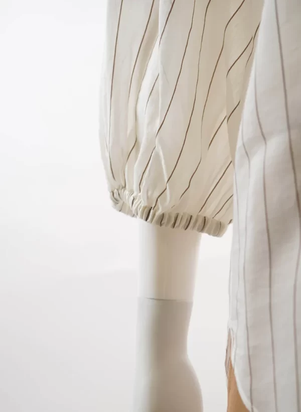 Brunello Cucinelli Raglan-Sleeved Buttoned Pinstripe Shirt - Image 4
